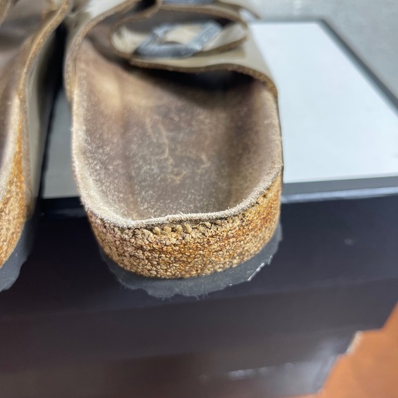 Birkenstock Arizona Brown Patent Leather Sandals Slip On Women's 40 EU/9 Narrow - Picture 9 of 13